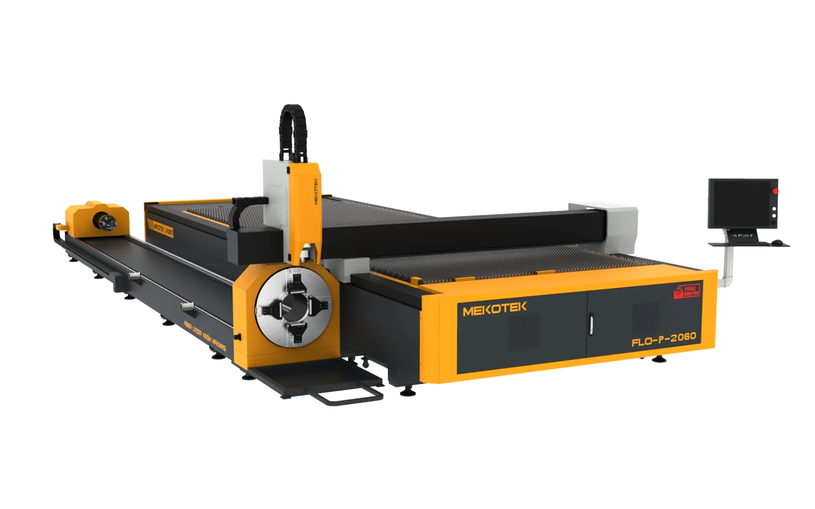 Mekotek FLO-P 2060 open type sheet and pipe fiber laser cutting machine with 6 metre table